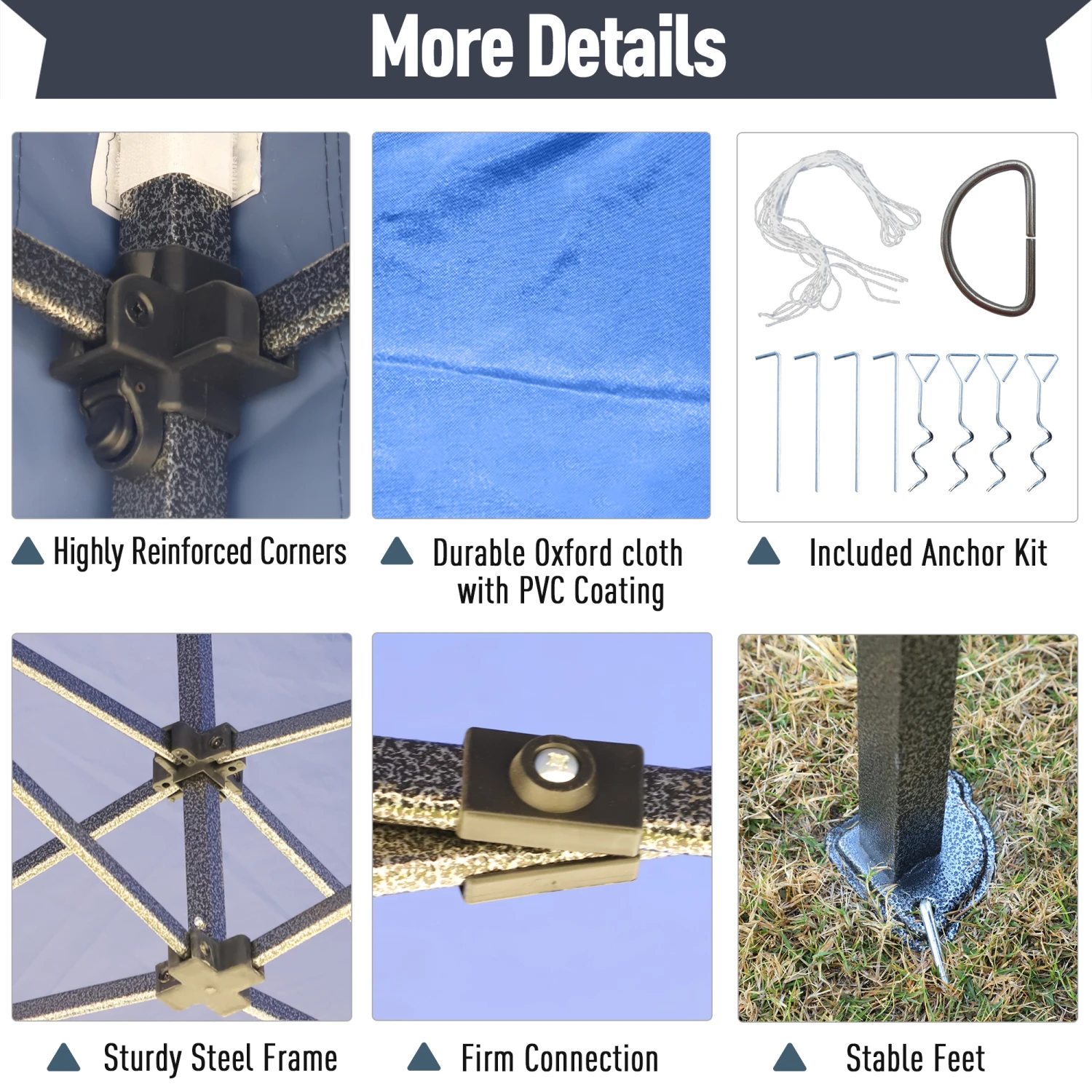 Outsunny 9.7' X 14.5' Folding Gazebo Steel Canopy Party Tent With Carry Bag - Blue 6 Outsunny 9.7' X 14.5' Folding Gazebo Steel Canopy Party Tent With Carry Bag - Blue - Image 6