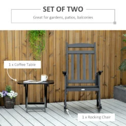 Outsunny 2 Pieces Wood Patio Bistro Set, Outdoor Rocking Chair Set With Armrests And High Back Rocking Chair And Portable Side Table, For Indoor, Outdoor, Patio, Backyard, Black -Outsunny mL7a0917f2768d6a9