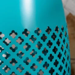 OUTSUNNY Outsuny 12.5" Outdoor Side Table For Garden, Patio, Small Modern Outside Metal End Table, Glossy, Blue -Outsunny mMod4d17fe7fc047c