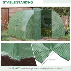 Outsunny 20' X 10' X 6.5' Large Tunnel Greenhouse With Roll-up Windows & Door, Walk-In Hoop Hot House With PE Cover, Heavy-duty Steel Frame, Green -Outsunny mOHb101805f4ef164