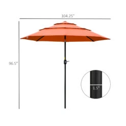 Outsunny 9' 3-Tier Patio Umbrella, Outdoor Market Umbrella With Crank And Push Button Tilt For Deck, Backyard And Lawn, Orange -Outsunny mTec17180fa54a55e