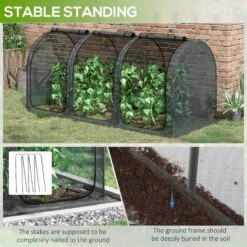 Outsunny 9' X 4' Crop Cage, Plant Protection Tent With Three Zippered Doors, Storage Bag And 6 Ground Stakes, For Garden, Yard, Lawn, Black -Outsunny mWY756188c3b86065