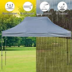 Outsunny 9.7' X 14.5' Folding Gazebo Steel Canopy Party Tent With Carry Bag - Green -Outsunny mXGe5017e68e8f10c
