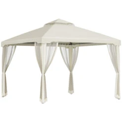 Outsunny 10' X 10' Patio Gazebo Outdoor Canopy Shelter With 2-Tier Roof And Netting, Steel Frame For Garden, Lawn, Backyard And Deck, Cream White 11 Outsunny 10' X 10' Patio Gazebo Outdoor Canopy Shelter With 2-Tier Roof And Netting, Steel Frame For Garden, Lawn, Backyard And Deck, Cream White -Outsunny mt398a181ab87d655