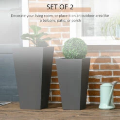 Outsunny 2-Pack Outdoor Planter Set, MgO Flower Pots With Drainage Holes, Durable & Stackable Plant Pot, 22in & 18in, For Entryway, Patio, Yard, Garden, Gray 12 Outsunny 2-Pack Outdoor Planter Set, MgO Flower Pots With Drainage Holes, Durable & Stackable Plant Pot, 22in & 18in, For Entryway, Patio, Yard, Garden, Gray -Outsunny n1Ia0918888ff4d56