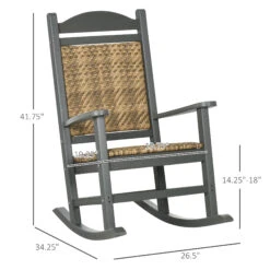 Outsunny Outdoor Rocking Chair, Traditional Wicker Porch Rocker W/ Soft Padded Seat, Breathable Backrest, Fade-Resistant Waterproof HDPE Frame With PE Rattan For Indoor & Outdoor, Dark Gray 11 Outsunny Outdoor Rocking Chair, Traditional Wicker Porch Rocker W/ Soft Padded Seat, Breathable Backrest, Fade-Resistant Waterproof HDPE Frame With PE Rattan For Indoor & Outdoor, Dark Gray -Outsunny n3Gc171860aa1df85