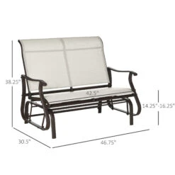 Outsunny 2-Person Outdoor Glider Bench,Patio Glider Loveseat Chair With Powder Coated Steel Frame,2 Seats Porch Rocking Glider For Backyard, Lawn, Garden And Porch, Cream White 11 Outsunny 2-Person Outdoor Glider Bench,Patio Glider Loveseat Chair With Powder Coated Steel Frame,2 Seats Porch Rocking Glider For Backyard, Lawn, Garden And Porch, Cream White -Outsunny n5jc1717f4e987c8a