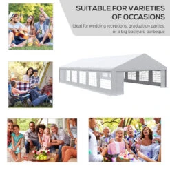 Outsunny 23' X 39' Party Tent & Carport, Large Outdoor Canopy Tent With Removable Sidewalls, 2 Doors And Windows, White Tents For Parties, Wedding, Events, BBQ Grill -Outsunny nDP6ae189877c406b
