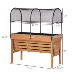 Outsunny Wood Raised Garden Bed With Sunshade Canopy, Planting Box, Outdoor Vegetable Flower Container, Orange And Black -Outsunny nF990917ed3327d95
