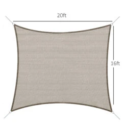 Outsunny 16' X 20' Sun Shade Sail Canopy, Rectangle UV Block Awning For Patio Garden Backyard Outdoor, Light Brown -Outsunny nFOc1717fe7fbc57b