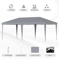 Outsunny 10' X 20' Pop Up Canopy Tent, Heavy Duty Tents For Parties, Outdoor Instant Gazebo Sun Shade Shelter With Carry Bag, For Catering, Events, Wedding, Backyard BBQ, Gray 14 Outsunny 10' X 20' Pop Up Canopy Tent, Heavy Duty Tents For Parties, Outdoor Instant Gazebo Sun Shade Shelter With Carry Bag, For Catering, Events, Wedding, Backyard BBQ, Gray -Outsunny nIrb101887678f114