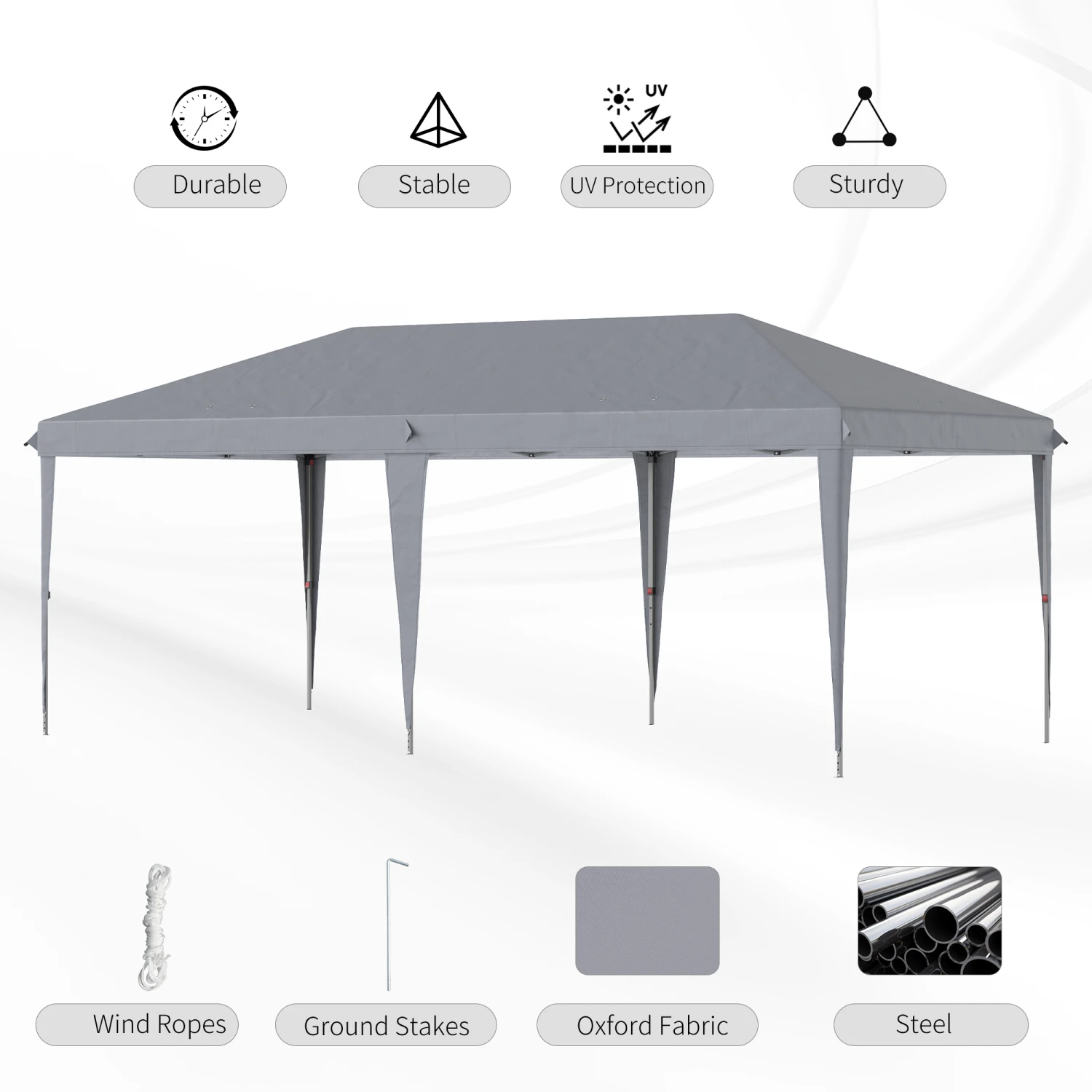 Outsunny 10' X 20' Pop Up Canopy Tent, Heavy Duty Tents For Parties, Outdoor Instant Gazebo Sun Shade Shelter With Carry Bag, For Catering, Events, Wedding, Backyard BBQ, Gray 6 Outsunny 10' X 20' Pop Up Canopy Tent, Heavy Duty Tents For Parties, Outdoor Instant Gazebo Sun Shade Shelter With Carry Bag, For Catering, Events, Wedding, Backyard BBQ, Gray - Image 6