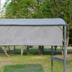 Outsunny 7FT Grill Gazebo BBQ Canopy With Sun Shade Panel Side Awning, 2 Exterior Serving Shelves, 5 Hooks For Patio Lawn Backyard -Outsunny nL03d61831ff71437