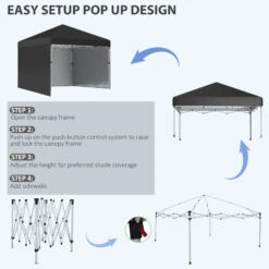 Outsunny 10' X 10' Pop Up Canopy Tent With 3 Sidewalls, Leg Weight Bags And Carry Bag, Height Adjustable, Instant Party Tent Event Shelter Gazebo For Garden, Patio, Black -Outsunny nMSb10185c7af2b62