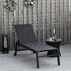 Outsunny Outdoor Lounge Chair, Patio Lounger With 5-Position Reclining Backrest And 2 Wheels For Poolside, Beach, Lawn, Black 20 Outsunny Outdoor Lounge Chair, Patio Lounger With 5-Position Reclining Backrest And 2 Wheels For Poolside, Beach, Lawn, Black -Outsunny nZk6ff17fb9708409