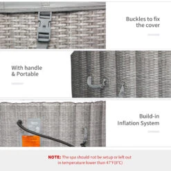 Outsunny 4-6 Person Inflatable Portable Hot Tub Spa 82'' X 26'' Outdoor Round Heated Spa W/ 130 Bubble Jets, Cover, Filter Cartridges - Grey 18 Outsunny 4-6 Person Inflatable Portable Hot Tub Spa 82'' X 26'' Outdoor Round Heated Spa W/ 130 Bubble Jets, Cover, Filter Cartridges - Grey -Outsunny naj75617fe87ad9fc