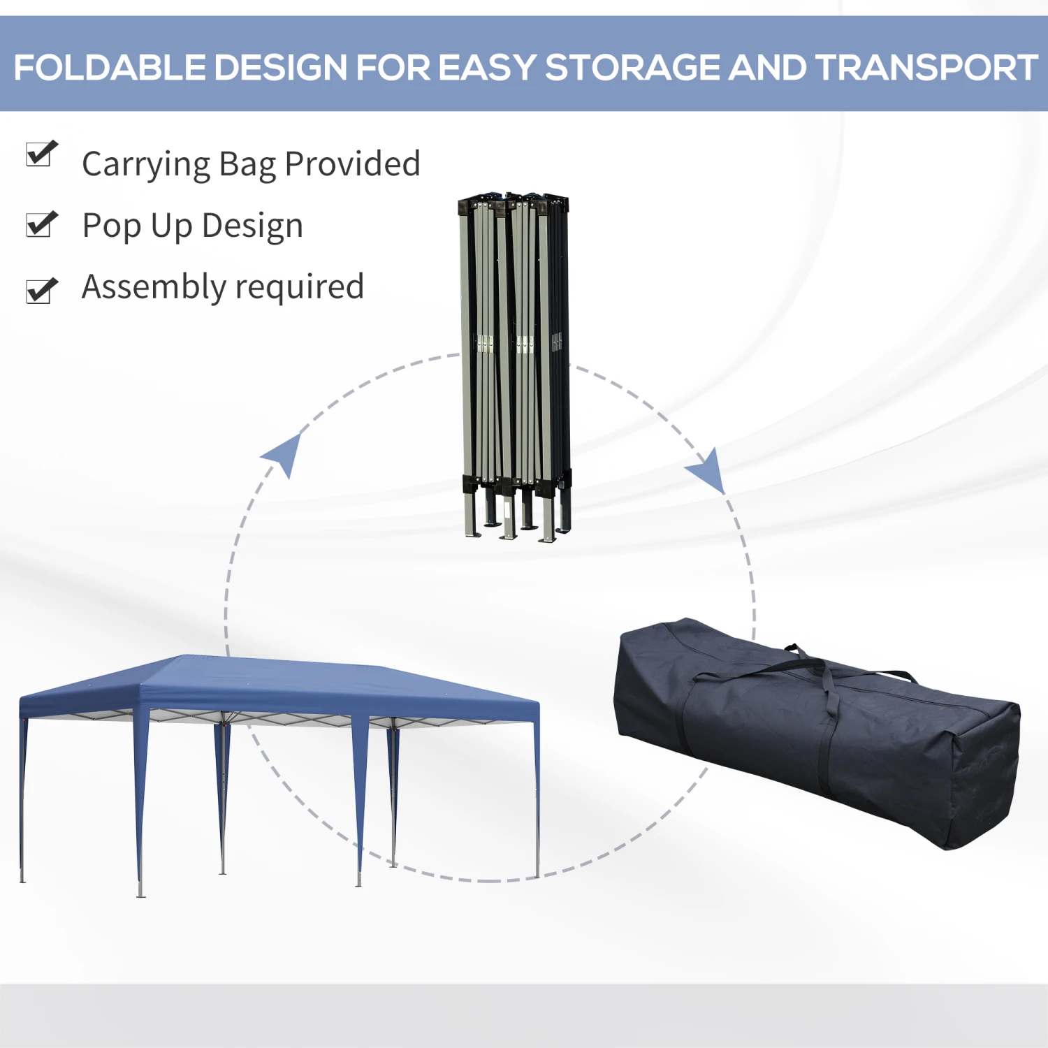 Outsunny 10' X 20' Pop Up Canopy Tent, Heavy Duty Tents For Parties, Outdoor Instant Gazebo Sun Shade Shelter With Carry Bag, For Catering, Events, Wedding, Backyard BBQ, Blue 4 Outsunny 10' X 20' Pop Up Canopy Tent, Heavy Duty Tents For Parties, Outdoor Instant Gazebo Sun Shade Shelter With Carry Bag, For Catering, Events, Wedding, Backyard BBQ, Blue - Image 4