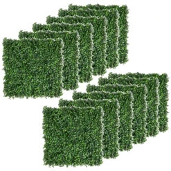 Outsunny 12 PCS 20" X 20" Artificial Boxwood Panels Topiary Wall Greenery Backdrop, Privacy Hedge Screen UV Protected 4Layer Roll Grass Panel Fence Decor Outdoor Indoor Garden Backyard, Light Green -Outsunny niydaa18006dc097e