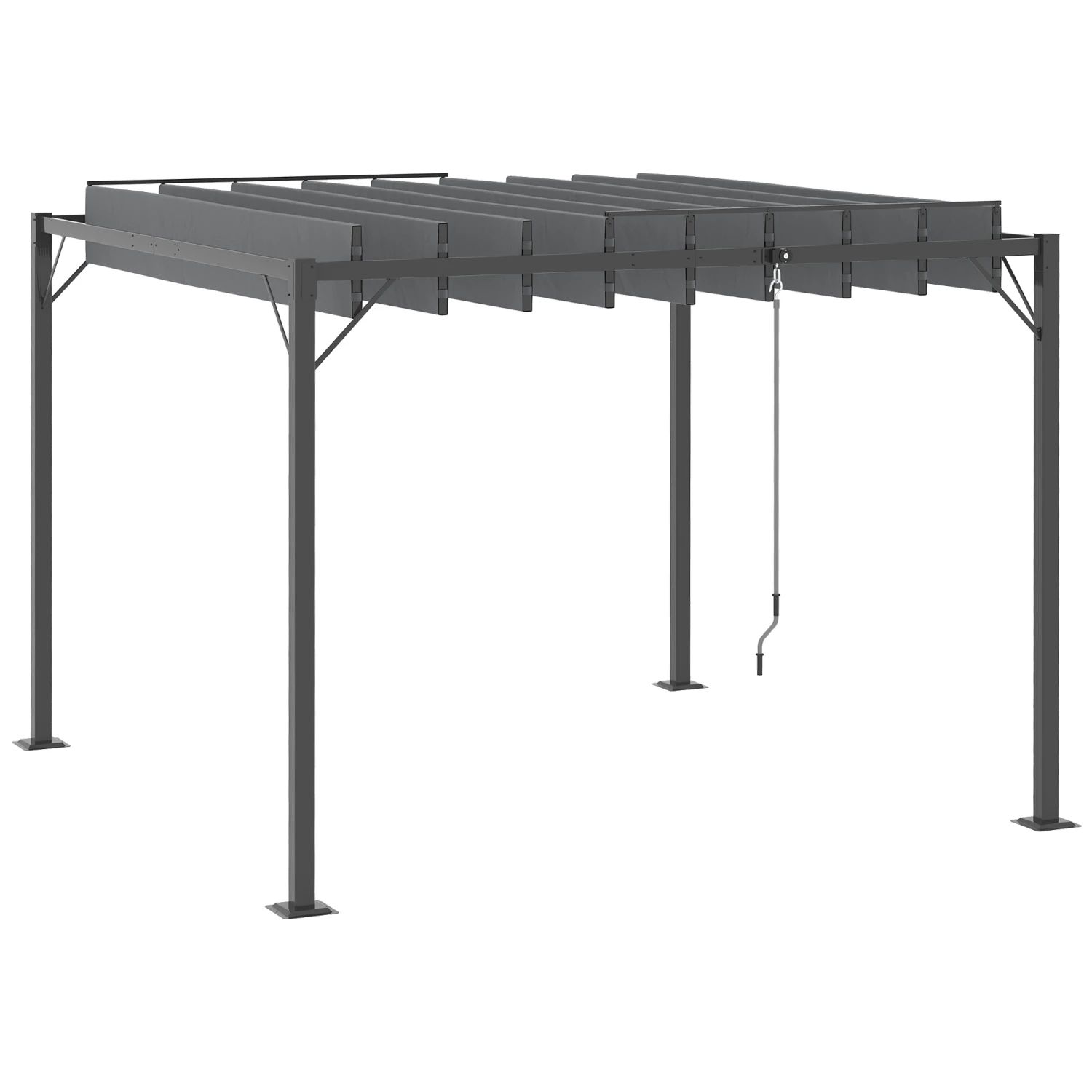 Outsunny 10' X 10' Outdoor Louvered Pergola Patio Aluminum Gazebo With Adjustable Roof, Grey 8 Outsunny 10' X 10' Outdoor Louvered Pergola Patio Aluminum Gazebo With Adjustable Roof, Grey - Image 8