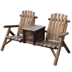 Outsunny Wooden Double Adirondack Chair Loveseat With Inset Ice Bucket, Rustic Aesethic, & Weather-Resistant Materials 22 Outsunny Wooden Double Adirondack Chair Loveseat With Inset Ice Bucket, Rustic Aesethic, & Weather-Resistant Materials -Outsunny nmH98a17fb97f2774