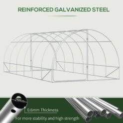 Outsunny 20' X 10' X 7' Large Walk-in Greenhouse, Steel Frame, PE Cover, 2 Zipper Doors, Outdoor Tunnel Hoop Hot House Kit For Tropical Plants, Flowers, Herbs & Vegetables, White -Outsunny noab1018871529006