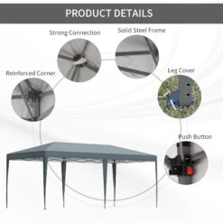 Outsunny 19' X 10' Outdoor Gazebo Pop Up Canopy Party Tent With Carrying Bag, Grey 13 Outsunny 19' X 10' Outdoor Gazebo Pop Up Canopy Party Tent With Carrying Bag, Grey -Outsunny nsV88c1812370a04f