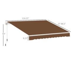 Outsunny 10' X 8' Manual Retractable Sun Shade Patio Awning - Coffee Brown -Outsunny nyDc1718447f5efe4
