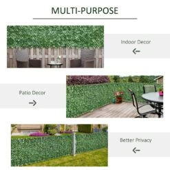 Outsunny 118" X 39" Artificial Ivy Privacy Fence, Wall Screen Faux Greenery, Leaves Decoration For Outdoor Garden, Backyard Décor, Balcony, Patio, Dark Green -Outsunny o0Wa5117e6a0df2f4