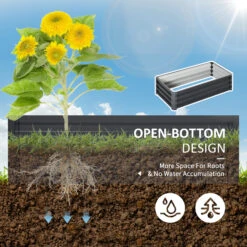 Outsunny 49" X 26" X 12" Backyard Raised Galvanized Metal Garden Bed - Grey -Outsunny o1v88c17fe800da3e