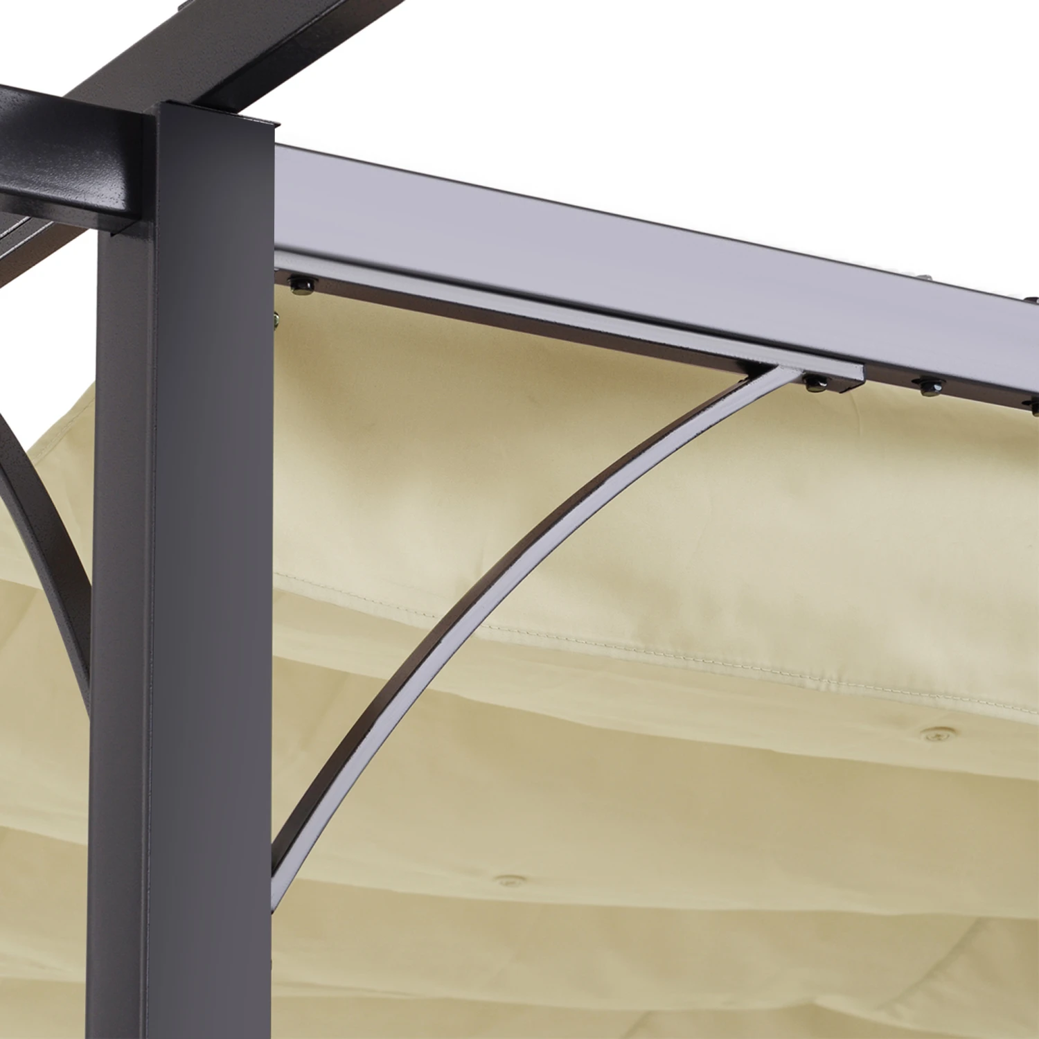 Outsunny 10' X 10' Outdoor Retractable Pergola Canopy, Metal Patio Shade Shelter For Backyard, Porch Party, Garden, Grill Gazebo, Beige 8 Outsunny 10' X 10' Outdoor Retractable Pergola Canopy, Metal Patio Shade Shelter For Backyard, Porch Party, Garden, Grill Gazebo, Beige - Image 8