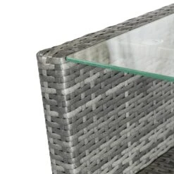 Outsunny 4 Piece Patio Furniture Set With Cushions, PE Rattan Wicker Patio Furniture Set W/ Two-tier Coffee Table For Backyard Porch Garden Poolside And Deck, Gray -Outsunny oFs17717e681f7fd3