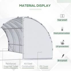 Outsunny 20' X 10' X 7' Large Walk-in Greenhouse, Steel Frame, PE Cover, 2 Zipper Doors, Outdoor Tunnel Hoop Hot House Kit For Tropical Plants, Flowers, Herbs & Vegetables, White -Outsunny oKTa0918871529006