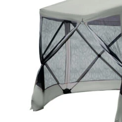 Outsunny 6-Sided Hexagon Pop Up Party Tent Gazebo With Mesh Netting Walls & Shaded Interior, 12' X 12', Beige -Outsunny oN7d4d1821eaa71c4