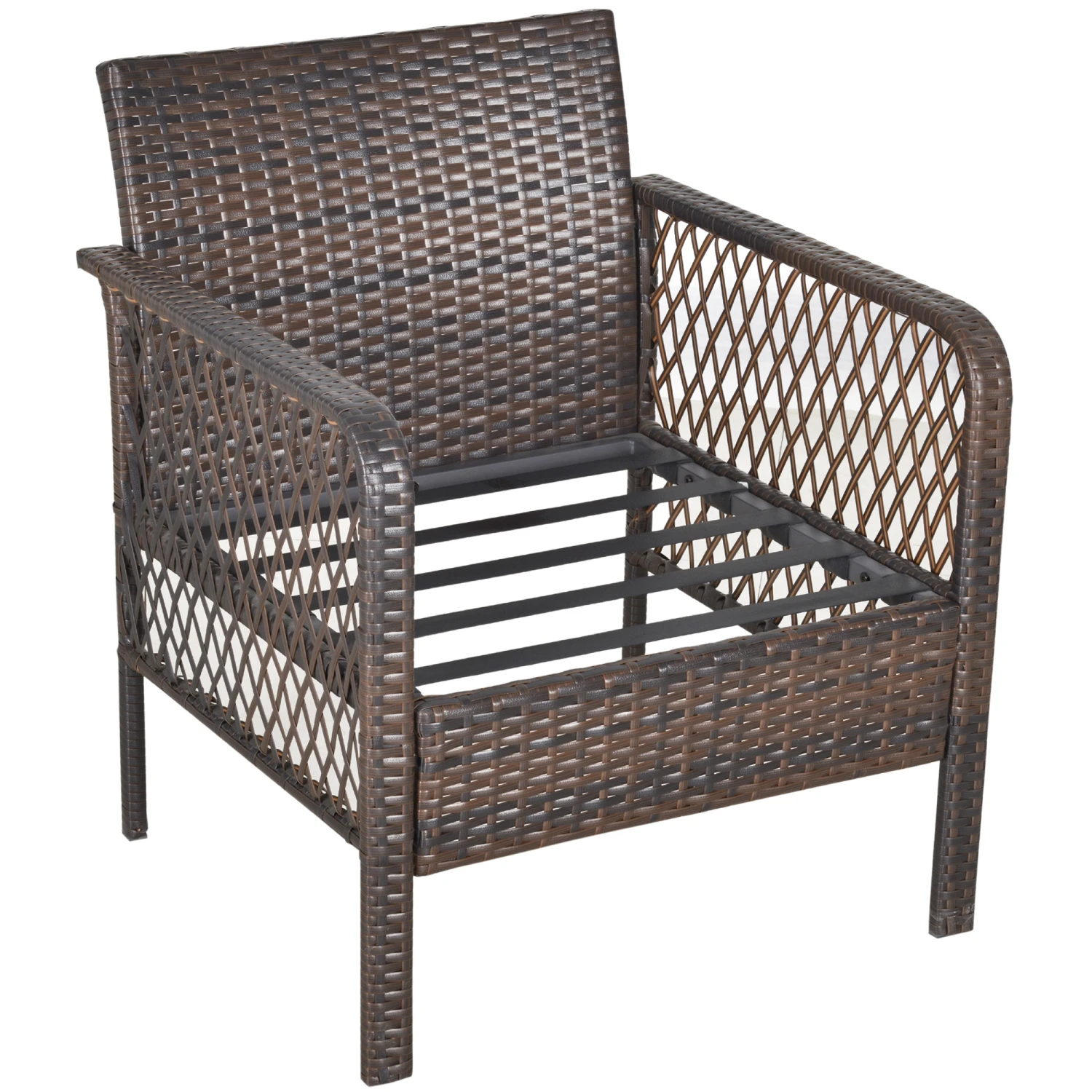Outsunny 5-Piece Wicker Patio Armchair Set With Ottoman, Outdoor PE Rattan Furniture Set With Comfortable Zippered Cushions & Weather-Fighting Build, Brown 9 Outsunny 5-Piece Wicker Patio Armchair Set With Ottoman, Outdoor PE Rattan Furniture Set With Comfortable Zippered Cushions & Weather-Fighting Build, Brown - Image 9