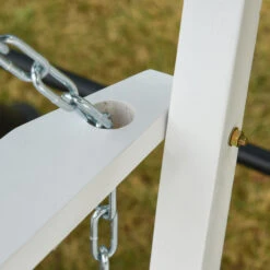 Outsunny 2-Seater Hanging Porch Swing Outdoor Patio Swing Chair Seat With Slatted Build And Chains, 440lbs Weight Capacity, White -Outsunny oTd3d6181532ed9b2