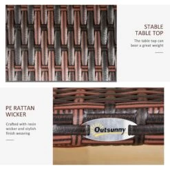 OUTSUNNY Outdoor PE Wicker Side Table, Small Square Rattan End Table, All-Weather Material Coffee Table For Garden, Balcony, Backyard, Brown -Outsunny oVQf9a17e6bd7aea4