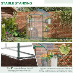 Outsunny Outdoor Walk-in Mini Greenhouse With Mesh Door & Windows, Small Portable Garden Hot House With 3 Tiers 6 Shelves, Trellis, & Plant Labels -Outsunny oXx756186398d5cd0