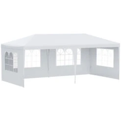 Outsunny Large 10' X 20' Party Tent, Events Shelter Canopy Gazebo With 4 Removable Side Walls For Weddings, Picnic, White