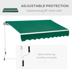 Outsunny 8' X 7' Patio Retractable Awning/Manual Exterior Sun Shade Deck Window Cover, Green -Outsunny ohm88c181a40ad725