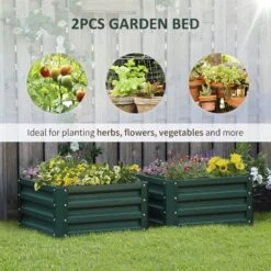 Outsunny 2pc 23.5'' Elevated Herb & Vegetable Planting Box Kit W/ Versatile Uses, Green -Outsunny okDee617e6d45e4fe