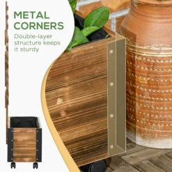 Outsunny Wooden Raised Garden Bed, Planter With Trellis And Metal Corners, Portable On Wheels, For Patio, Backyard, Deck 14 Outsunny Wooden Raised Garden Bed, Planter With Trellis And Metal Corners, Portable On Wheels, For Patio, Backyard, Deck -Outsunny oo5b10185154cbe4c