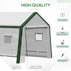 Outsunny 20' X 10' X 8' Heavy-duty Greenhouse With Door, Bottom Vent & 8 Mesh Windows, Large Walk-in Hot House For Plants, PE Cover, Galvanized Steel Frame, White 12 Outsunny 20' X 10' X 8' Heavy-duty Greenhouse With Door, Bottom Vent & 8 Mesh Windows, Large Walk-in Hot House For Plants, PE Cover, Galvanized Steel Frame, White -Outsunny ooGa091853ea98a84