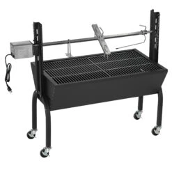 Outsunny Backyard Charcoal BBQ Grill & Smoker Combo Automatic Charcoal BBQ Rotisserie Grill 110lbs Lamb Hog Spit Roaster