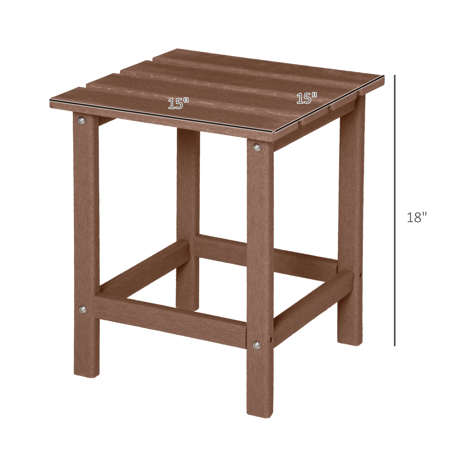 Outsunny 15" Outdoor Side Table, Square Patio Accent Table, Durable HDPE Plastic Tea Table For Adirondack Chair, Backyard, Garden, Lawn, Brown 4 Outsunny 15" Outdoor Side Table, Square Patio Accent Table, Durable HDPE Plastic Tea Table For Adirondack Chair, Backyard, Garden, Lawn, Brown - Image 4