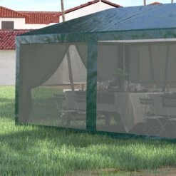 Outsunny 10' X 28' Party Tent Canopy, Outdoor Event Shelter Gazebo With 8 Removable Mesh Sidewalls, Zipper Doors, Steel Frame, Green 16 Outsunny 10' X 28' Party Tent Canopy, Outdoor Event Shelter Gazebo With 8 Removable Mesh Sidewalls, Zipper Doors, Steel Frame, Green -Outsunny orLd4d1875514d6c6