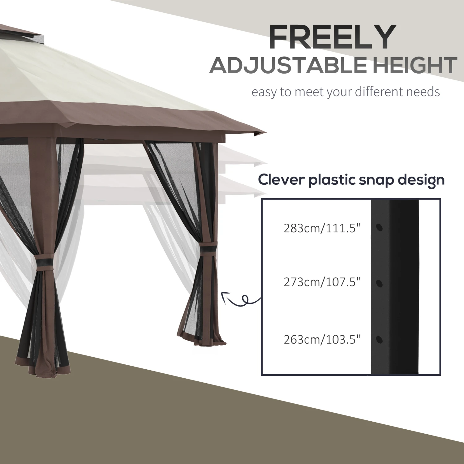 Outsunny 13' X 13' Pop Up Gazebo With Netting, Instant Canopy Tent Shelter With 2-Tier Roof, Wheeled Carry Bag, Water/Sand Bag For Outdoor, Garden, Parties, Beige 6 Outsunny 13' X 13' Pop Up Gazebo With Netting, Instant Canopy Tent Shelter With 2-Tier Roof, Wheeled Carry Bag, Water/Sand Bag For Outdoor, Garden, Parties, Beige - Image 6