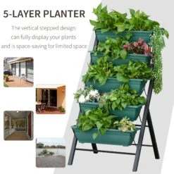 Outsunny 4Ft Vertical Raised Garden Bed With 5 Tier, Planter Box With Drainage Holes, Perfect To Grow Flowers Vegetables Herbs, For Patio Balcony Greenhouse Outdoor/Indoor -Outsunny p36a0917fe7fbf0a4