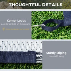 Outsunny Reversible Outdoor Rug Carpet, 9' X 12' Waterproof Plastic Straw Rug, Portable RV Camping Rugs, Large Floor Mat Area Rug For Backyard, Deck, Picnic, Beach, Trailer, Camper, Blue & White -Outsunny p8c75617f2768bc6d