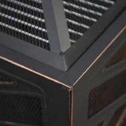 Outsunny 26" Outdoor Steel Square Fire Pit With Grill Net For BBQ, Safety Spark/Ember Cover & Classic Stylish Appearance -Outsunny pEC53317e71907ea2