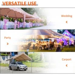 Outsunny 10' X 20' Heavy Duty Outdoor Carport Awning/Canopy With Weather-Fighting Material & Anchor Kit, Brown 17 Outsunny 10' X 20' Heavy Duty Outdoor Carport Awning/Canopy With Weather-Fighting Material & Anchor Kit, Brown -Outsunny pLMb7a17e69b254ab